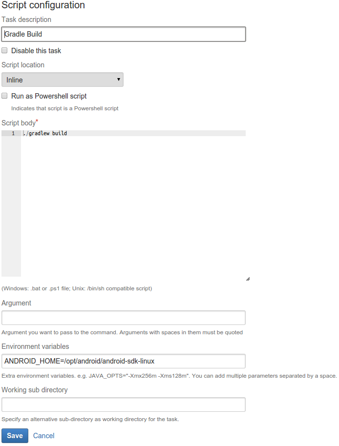 Specifying the Gradle Target