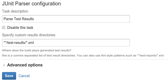 Specifying the JUnit Parser Configuration